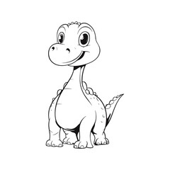 Cute dinosaur line drawing vector for coloring page
