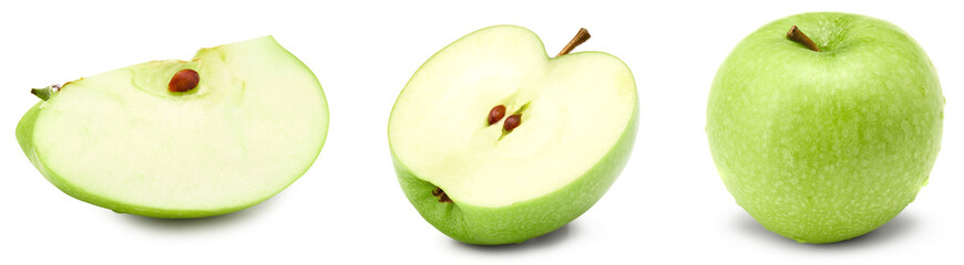 piece of green apple isolated on white background. clipping path