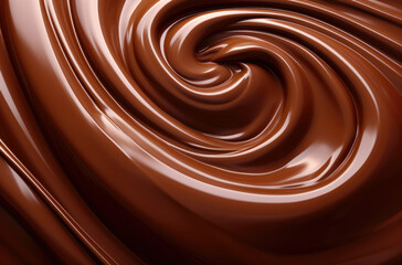 Naklejka premium swirl of melted dark chocolate background, sweet liquid cocoa dessert.
