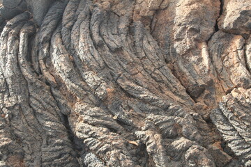 Close up detail of lava fields featuring pahoehoe lava