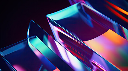 3d render Colorful Glass background, abstract background with lines