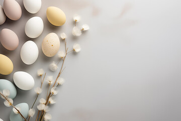 Minimalist decoration of easter with spring flowers