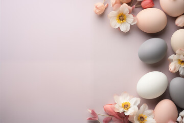 Fototapeta na wymiar Easter decoration, easter background, minimalist pastel colors