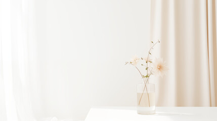white vase with flowers simple clear white background