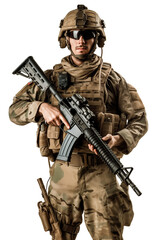 Soldier with rifle isolated and transparent png