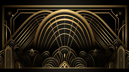 Square continuous metallic decorative patterns on a black background