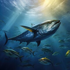 Tuna in the deep sea water