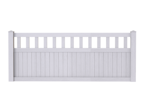 White fences. Wooden fences, garden or house wood fencing. Wooden fence isolated on transparency background