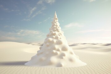 3D rendering of a sand Christmas tree. Generative AI