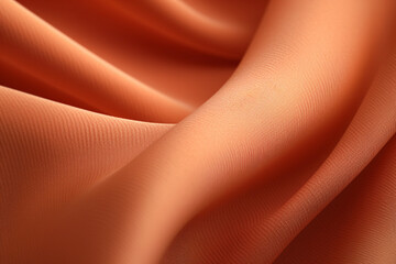 Soft terracotta fabric waves, elegant and smooth. Textile design. Apricot Crush color trend. Design...