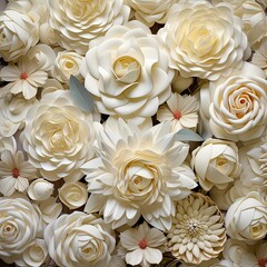 Decorative background texture with white roses