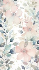 Watercolor Pastel Floral Pattern 