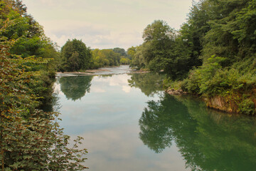 The Ousse River near Lastelle-Bétharram (France), in the Pyrénées-Atlantiques (Aquitaine)