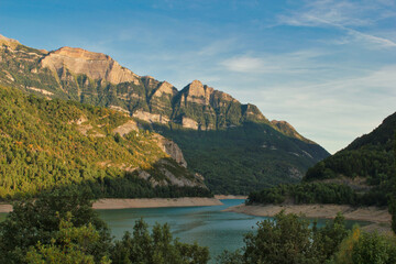 The Búbal reservoir is located in the Tena Valley (Pyrenees, Huesca, Spain). It collects the waters of the Gállego river, a tributary of the Ebro river,