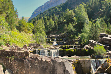 Ordesa Natiotal Park. Spain. Soaso steps, a succession of waterfalls at different heights, as if they were rock stairs