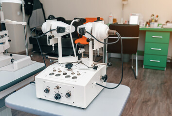 Selection of glasses, optical equipment. Ophthalmology. Eye care.