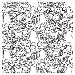 Pattern seamless of coffee tree ink drawing sketch for poster, fabric, cover, label packaging, name card, post card, brochure. Coffee pattern