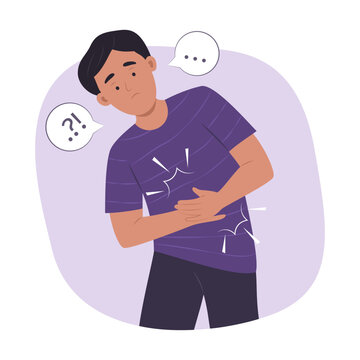man with stomach ache, purple shirt clip art preview
