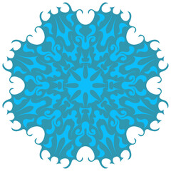 Unusual snowflake, mandala, flower. Vector graphics. Isolated on white background