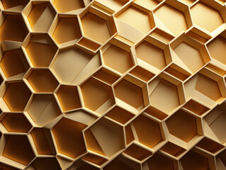 Obraz premium Honeycomb Paper Texture with Pale Gold Geometric Pattern