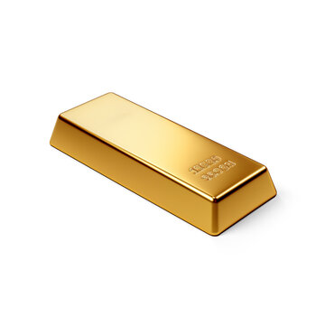 Gold bar isolated on transparent or white background, png
