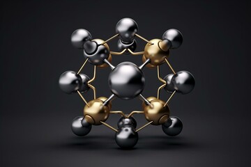 Foundation molecule atom model on dark gray background. Generative AI