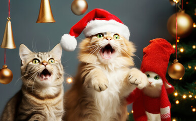 Happy cats at Christmas