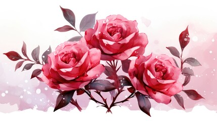 watercolor pink rose flower