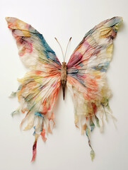 a buterfly made from watercolor fabric symbolizing feminity created with Generative Ai