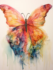 a buterfly made from watercolor fabric symbolizing feminity created with Generative Ai