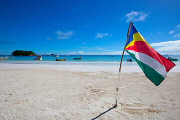 White empty beach at Seychelles - 673166007