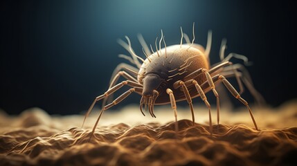 Microscopic view of a dust mite, Generative AI
