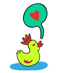 yellow duck with a mohawk element in vector. subcultural object in flat style. icon template for print website app poster sticker. children teen icons series