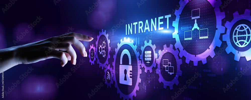 Poster intranet corporate communication network business technology networking concept.