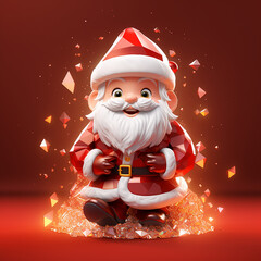3d cute santa claus, anime style, carved high relief, epic composition, smooth 3d, octane rendering, high resolution, red background created with Generative Ai