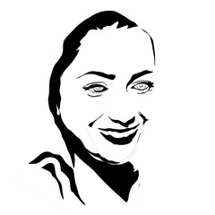 vector silhouette of a smiling woman's face, without background