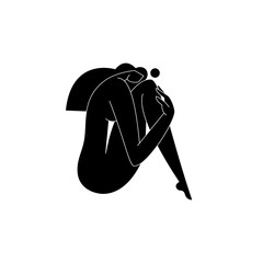 Contemporary female body vector illustration. Nude woman silhouette, abstract pose, feminine figure, modern graphic design. Beauty, self love, body care concept for logo, branding. Minimalism fine art - 673171645