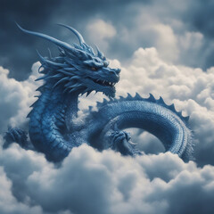 blue dragon on the sky -Generative AI