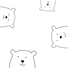 Polar bear for a children's room. Set of cartoon animals. Children's template. Seamless backgrounds. Baby backgrounds for scrapbooks. Vector illustration. Printable minimalist nursery art ideas.