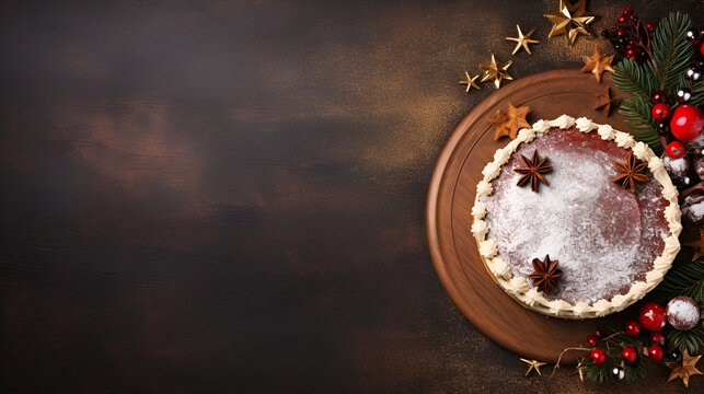 top view of a decorated christmas cake