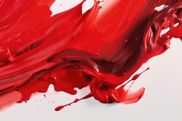 Red abstract paint stroke. Generative AI