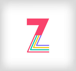 Creative ethnic letter Z multicolored linear logo. Modern writing lines with new culture colors. Font alphabet template. Creative education geometric.vector