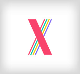 Creative ethnic letter X multicolored linear logo. Modern writing lines with new culture colors. Font alphabet template. Creative education geometric.vector