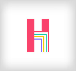 Creative ethnic letter H multicolored linear logo. Modern writing lines with new culture colors. Font alphabet template. Creative education geometric.vector