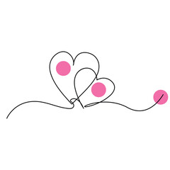 Valentines day heart shape Continuous one line vector art and love shape art drawing