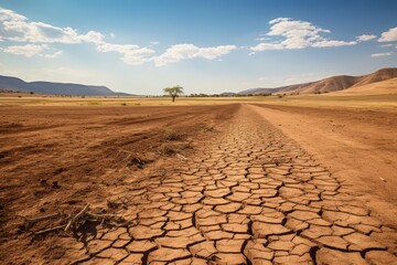 Fototapeta na wymiar Drought-Stricken Farmlands,and cracked farmlands resulting from El Niño-induced drought