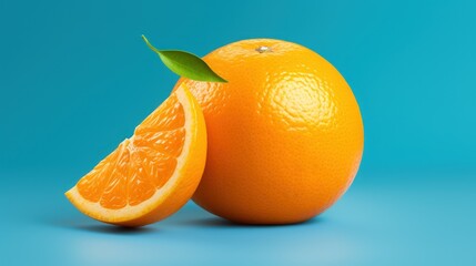 Orange fruit slices on a blue background