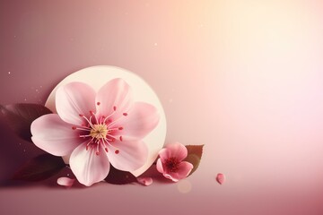 beautiful flower blossom on a banner with empty space. Generative AI
