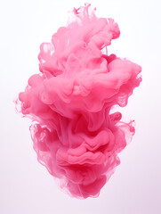 Bright pink cloud, abstract ink smoke, on white background 