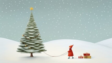 Festive Christmas winter illustration